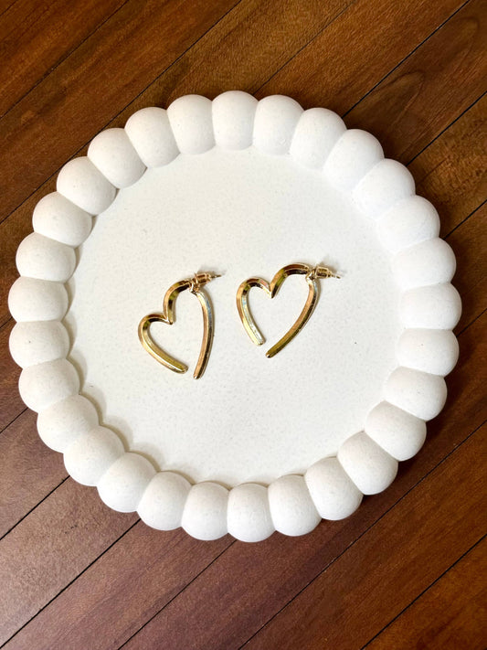 Golden Open Heart Hoop Anti-Tarnish Earrings