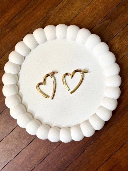 Golden Open Heart Hoop Anti-Tarnish Earrings