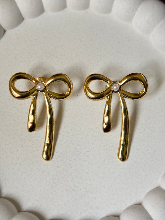 Pearl Bow Anti-Tarnish Earring