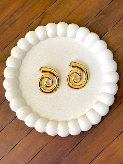 Golden Swirl Anti-Tarnish Earring
