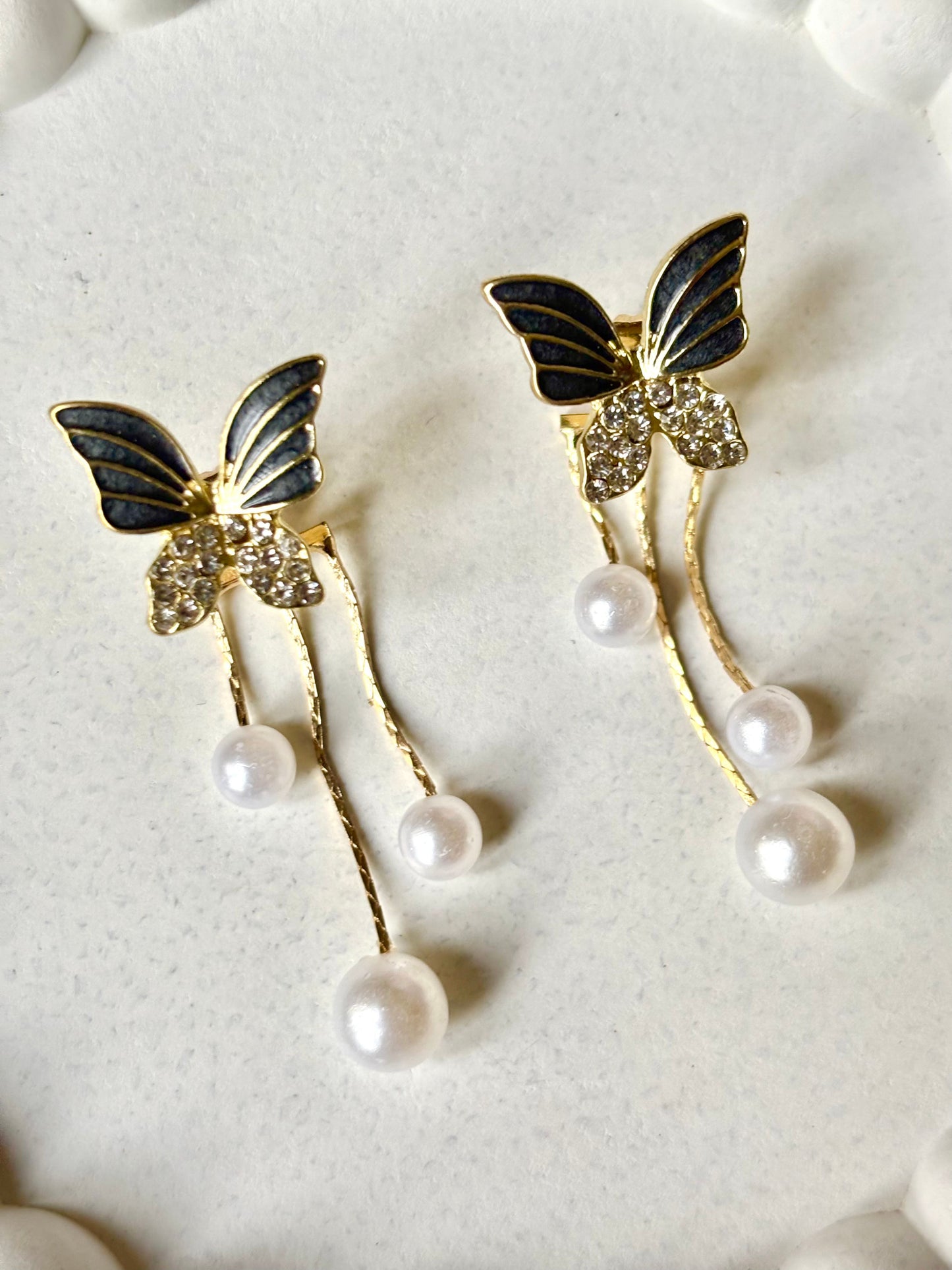 Butterfly Pearl Drop Anti-Tarnish Earring