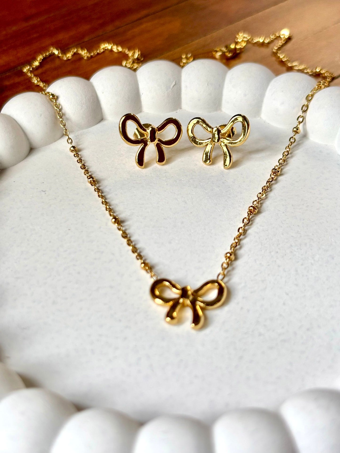 Sweet Bow Anti-Tarnish Chain Set