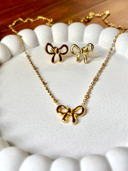 Sweet Bow Anti-Tarnish Chain Set