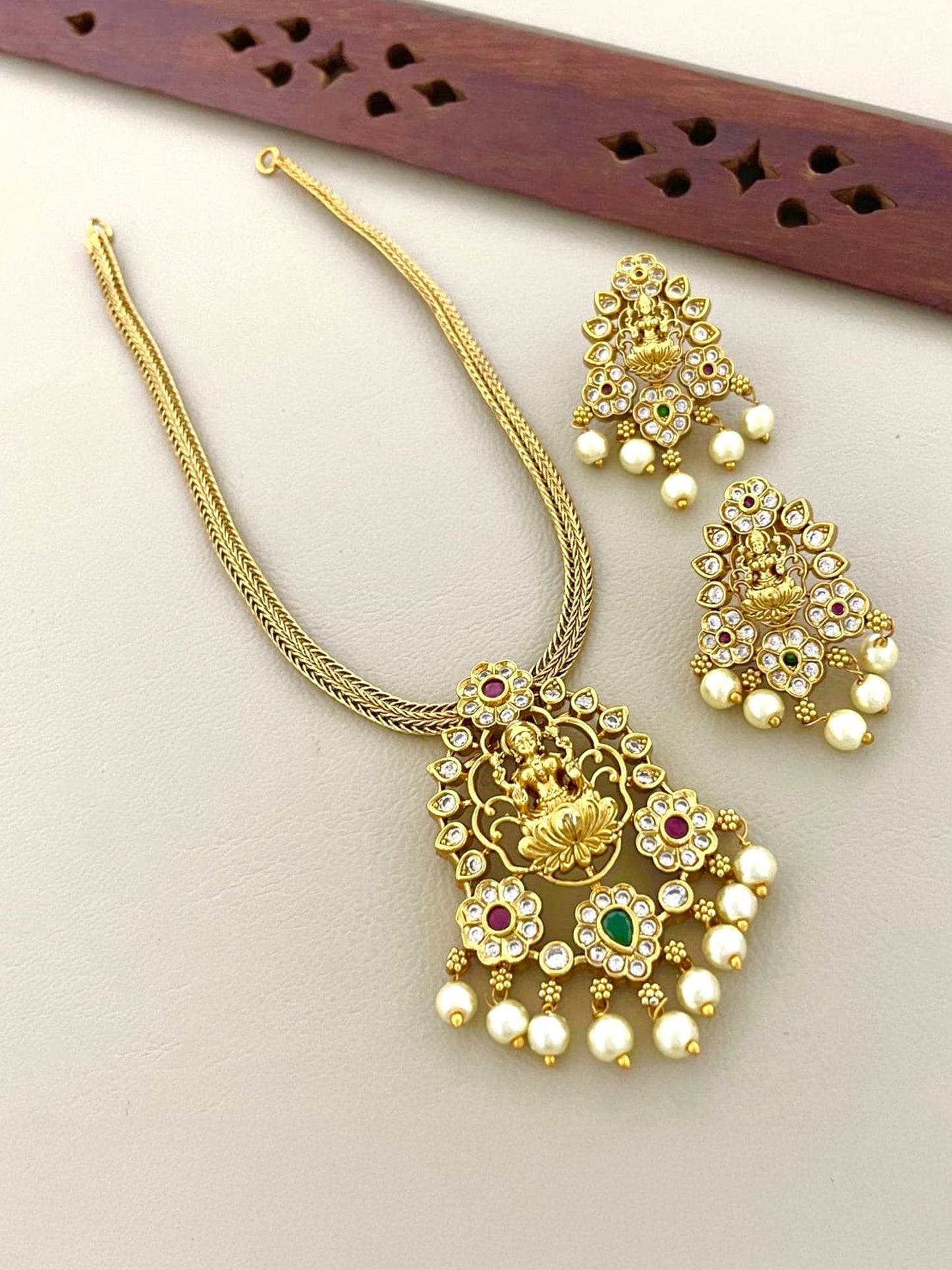 Lakshmi AD Stone with Pearl Necklace