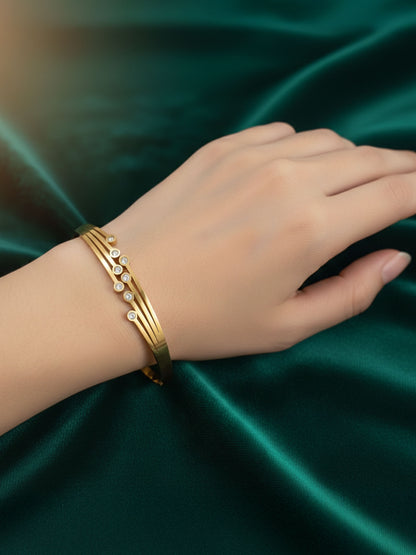 Radiant Trail Stainless Steel Gold-Plated Anti-Tarnish Cuff Bracelet