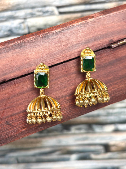 Emerald / Ruby Jhumka Earrings