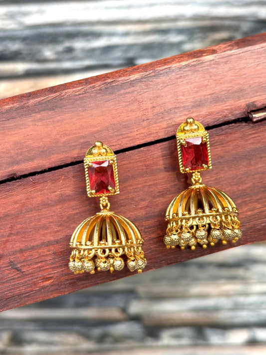 Emerald / Ruby Jhumka Earrings